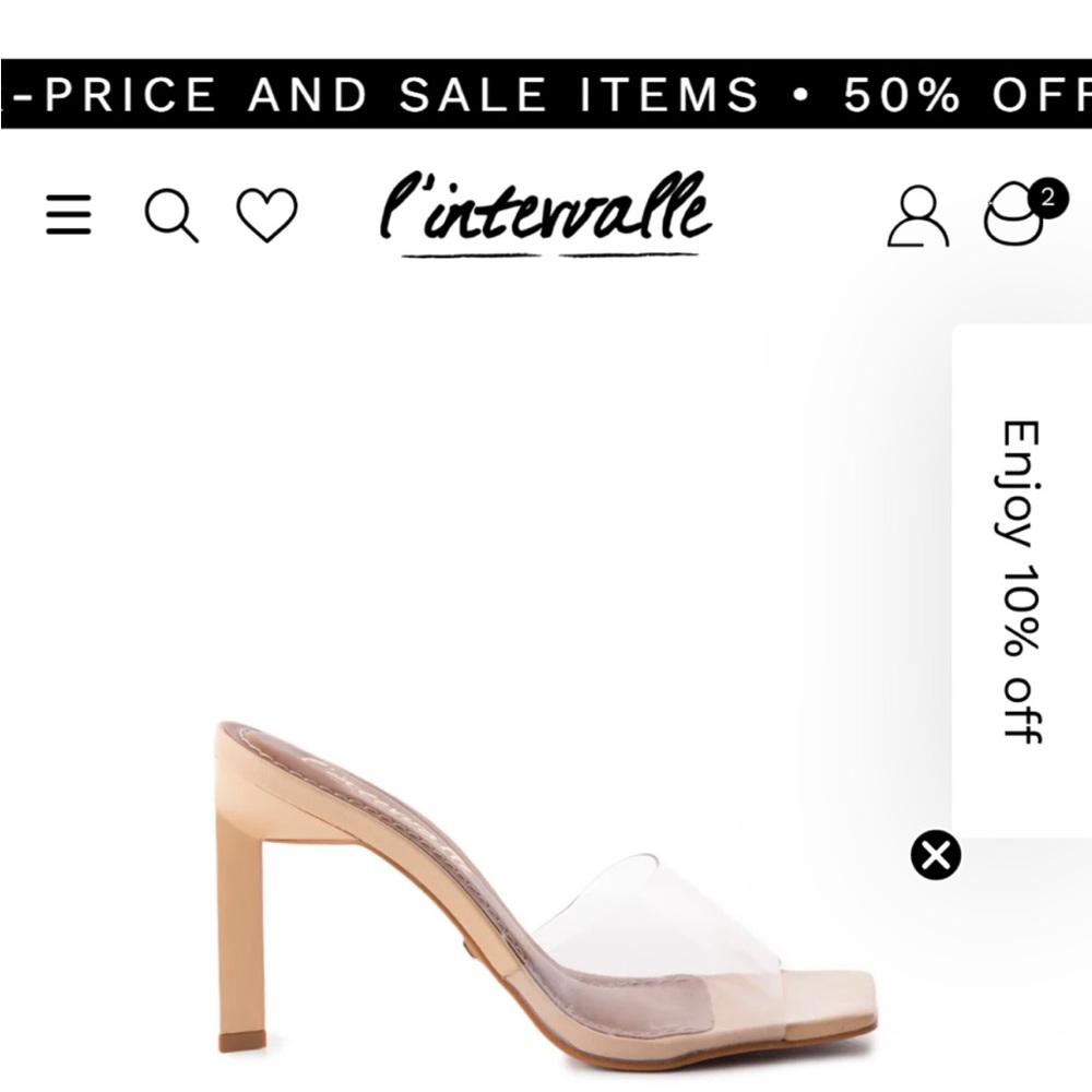 L'INTERVALLE Clear and Tan Heeled Mules
